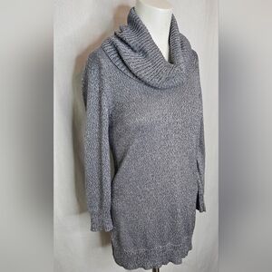 Cupio Metallic Gray Cowl Neck Knit Sweater Size M